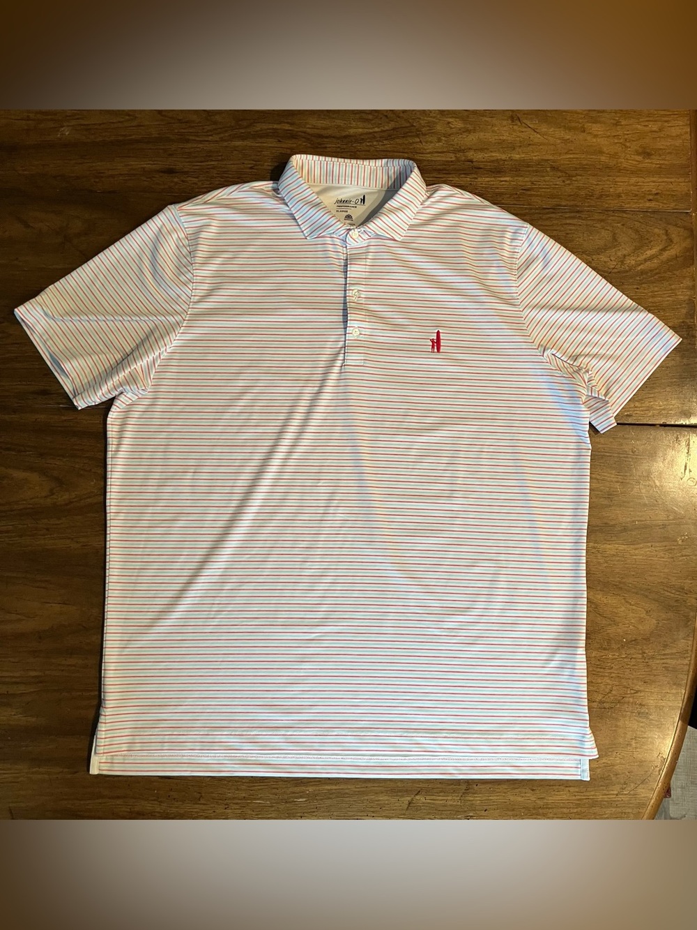 Johnnie-O Performance Golf Polo Shirt Mens Size XL Striped Red White Blue UPF 50